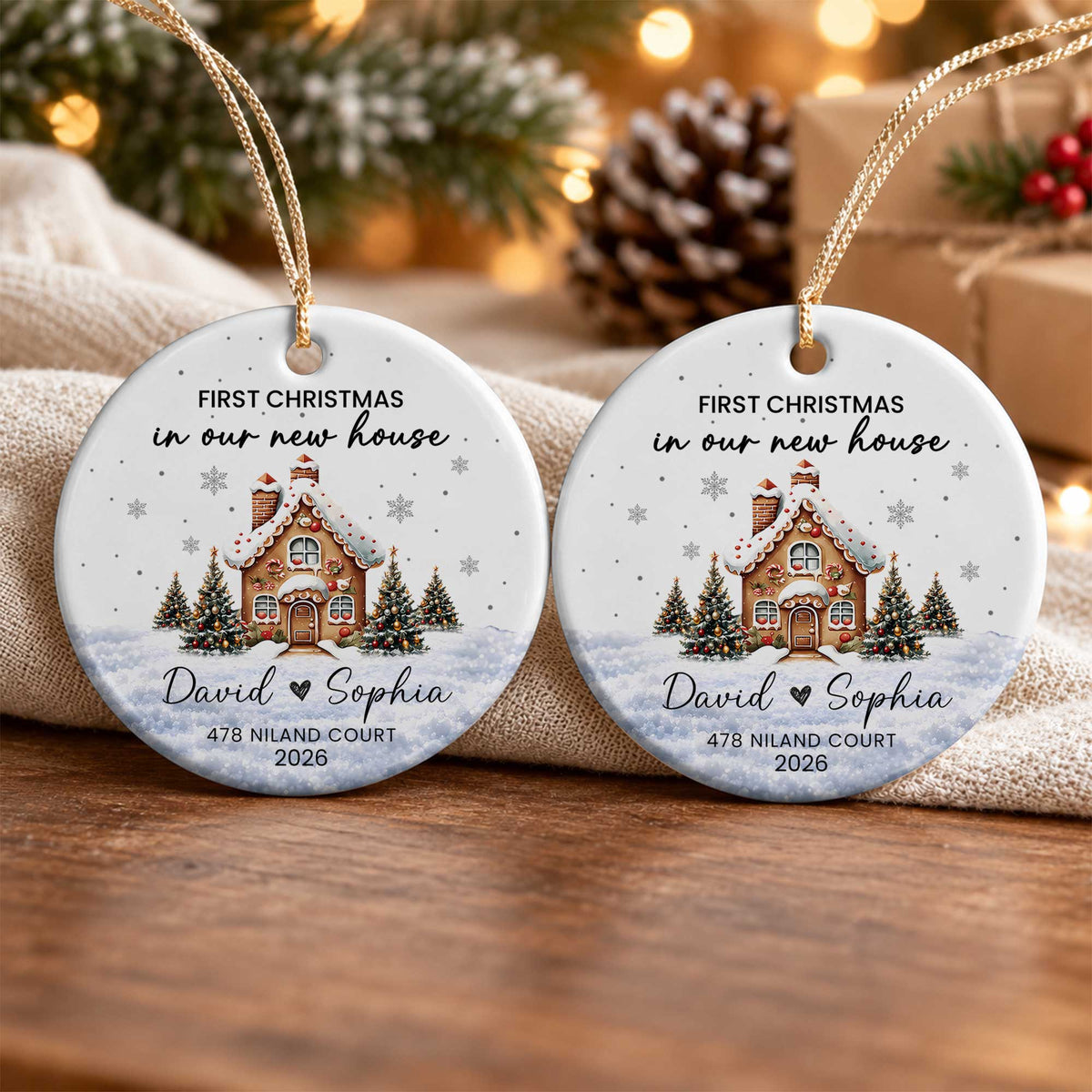 Personalized New Home Christmas Ornament, Custom Name Address Keepsake, Christmas Gift