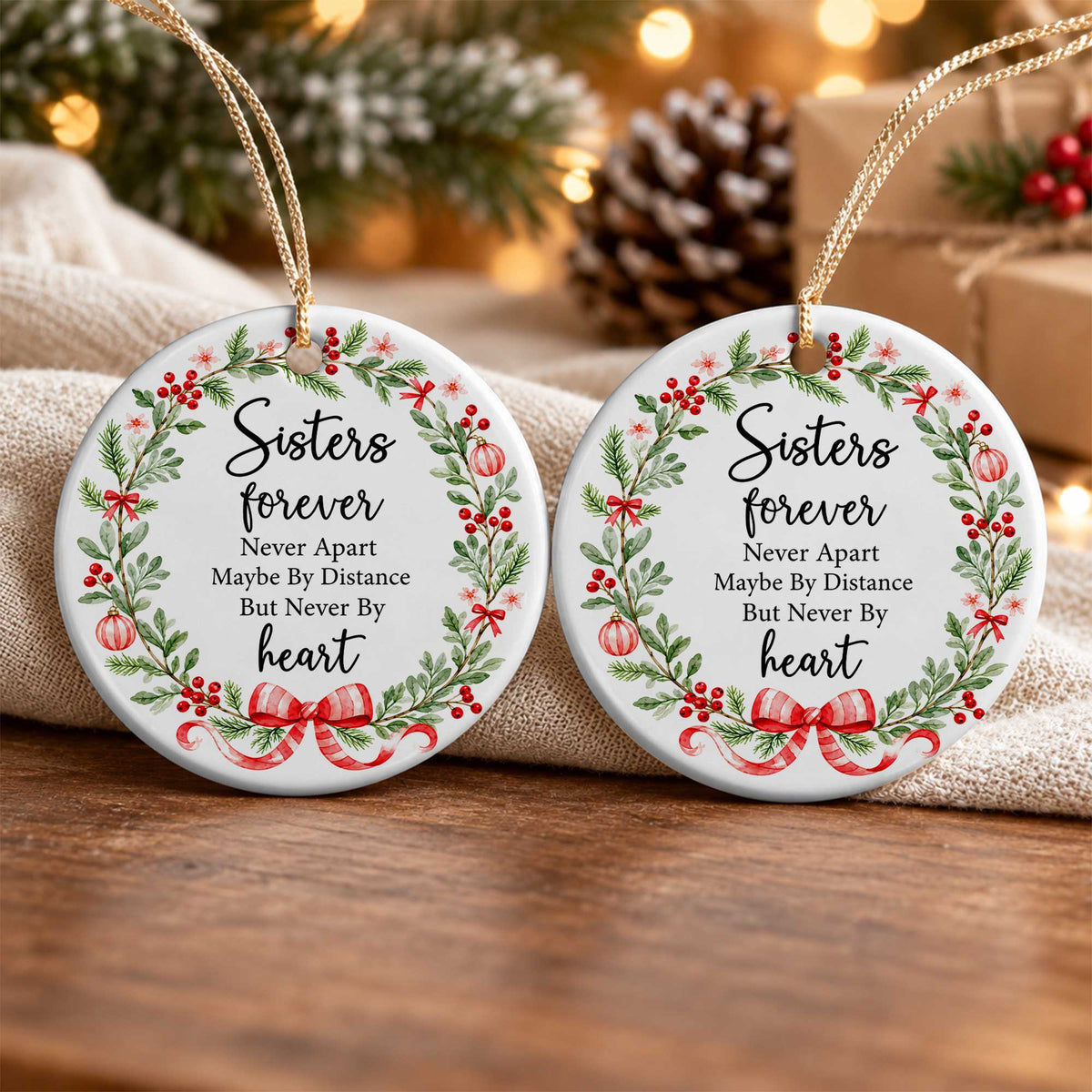 Sister Christmas Ornament, I Love You Forever Keepsake, Christmas Gift for Sister