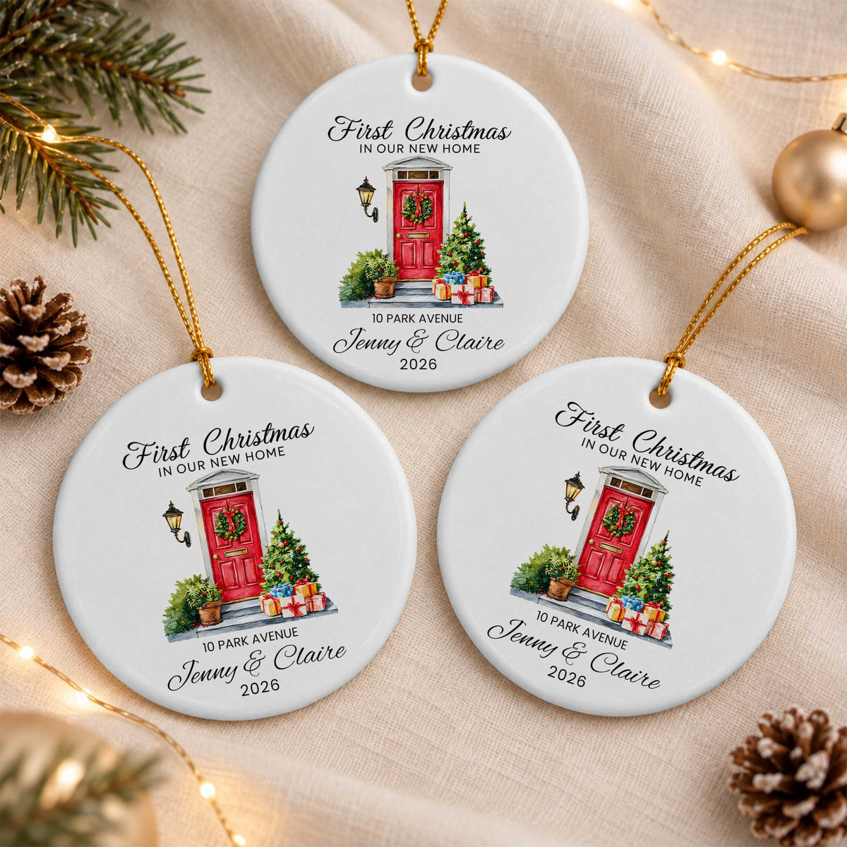 Personalized New Home Christmas Ornament, Custom Name Address Keepsake, Christmas Gift