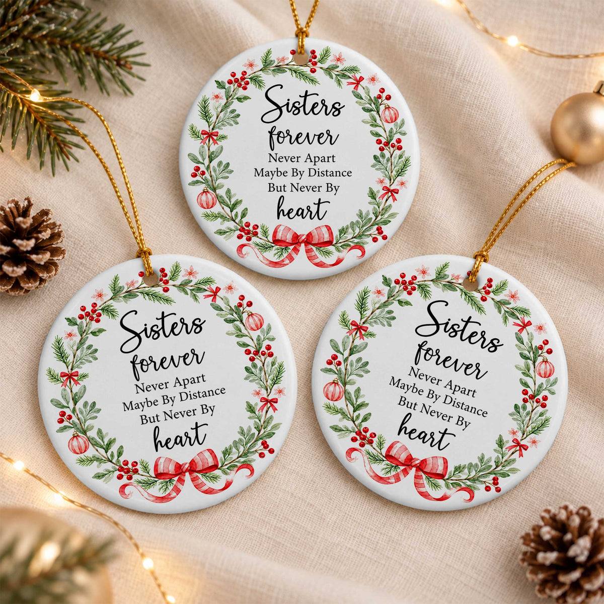 Sister Christmas Ornament, I Love You Forever Keepsake, Christmas Gift for Sister