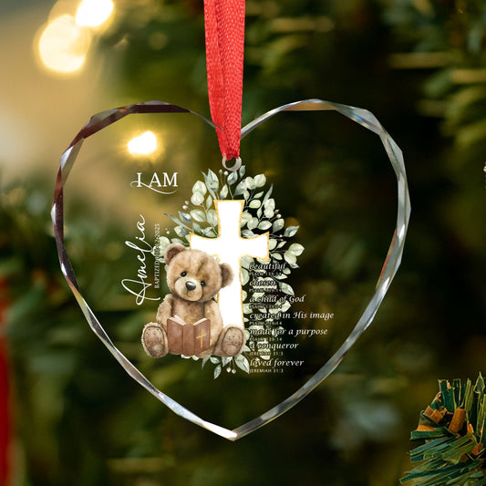 Custom Baptism Christmas Ornament, Personalized Baptism Gifts for Girl Boys