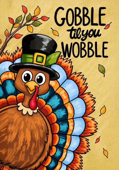 Thanksgiving Garden Flag Turkey GOBBLE WOBBLE Chestnuts Pumpkin Family Home Decor Gift For Family