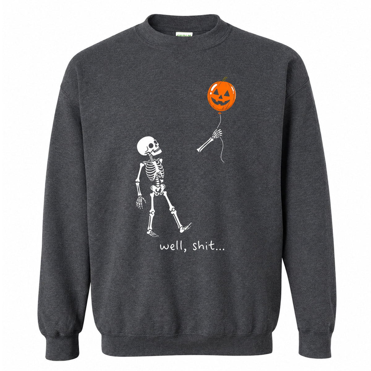 Skeleton Holding Red Balloon Graphic T-Shirt, Funny Halloween Inspired Skeleton Shirt, Spooky Season Casual Tee