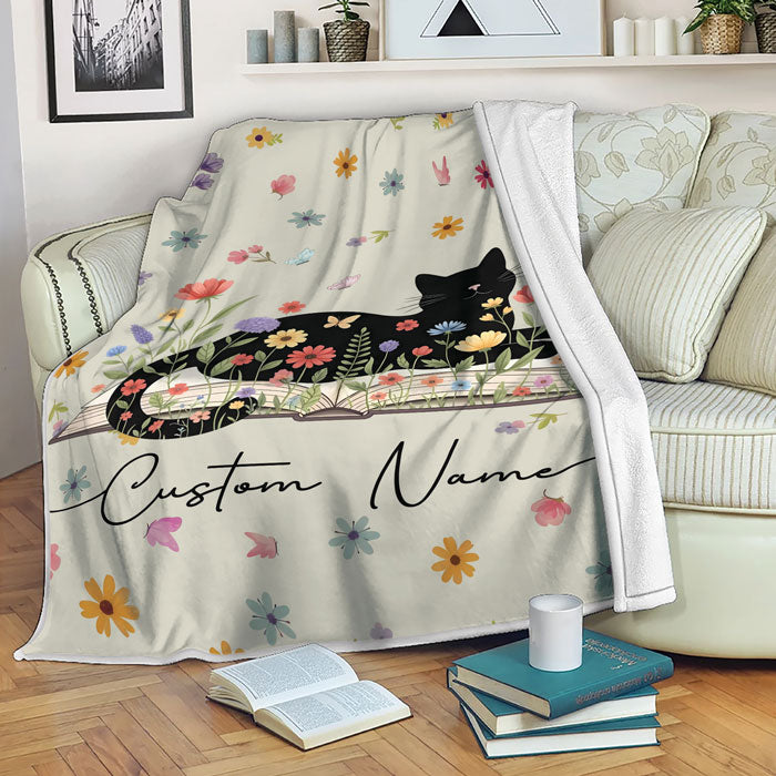 Customized Fleece Book Lover Blanket, Cat Lovers Gifts For Women