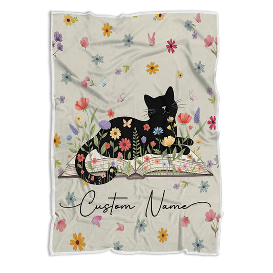Customized Fleece Book Lover Blanket, Cat Lovers Gifts For Women