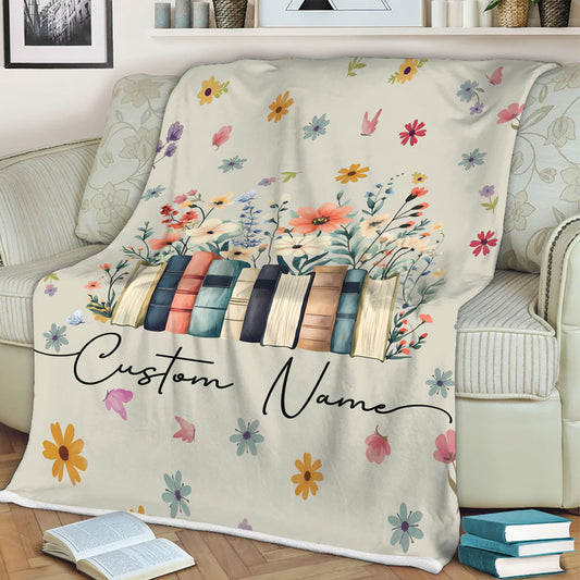 Customized Fleece Book Lover Blanket, Reading Gifts For Book Lovers