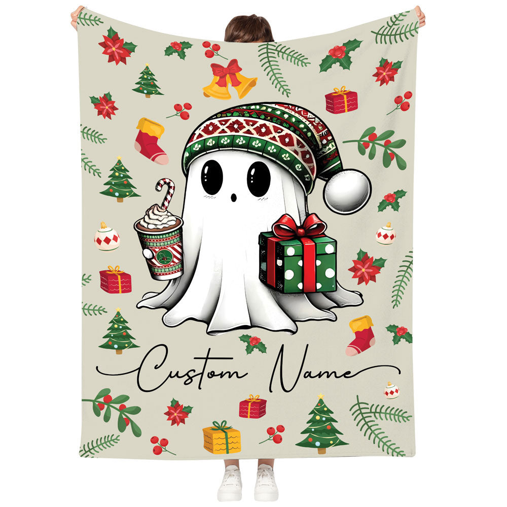 Personalized Fleece Christmas Blanket Throw, Gifts For Book Lovers Blanket