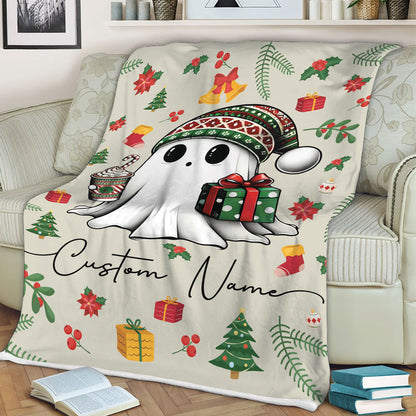 Personalized Fleece Christmas Blanket Throw, Gifts For Book Lovers Blanket