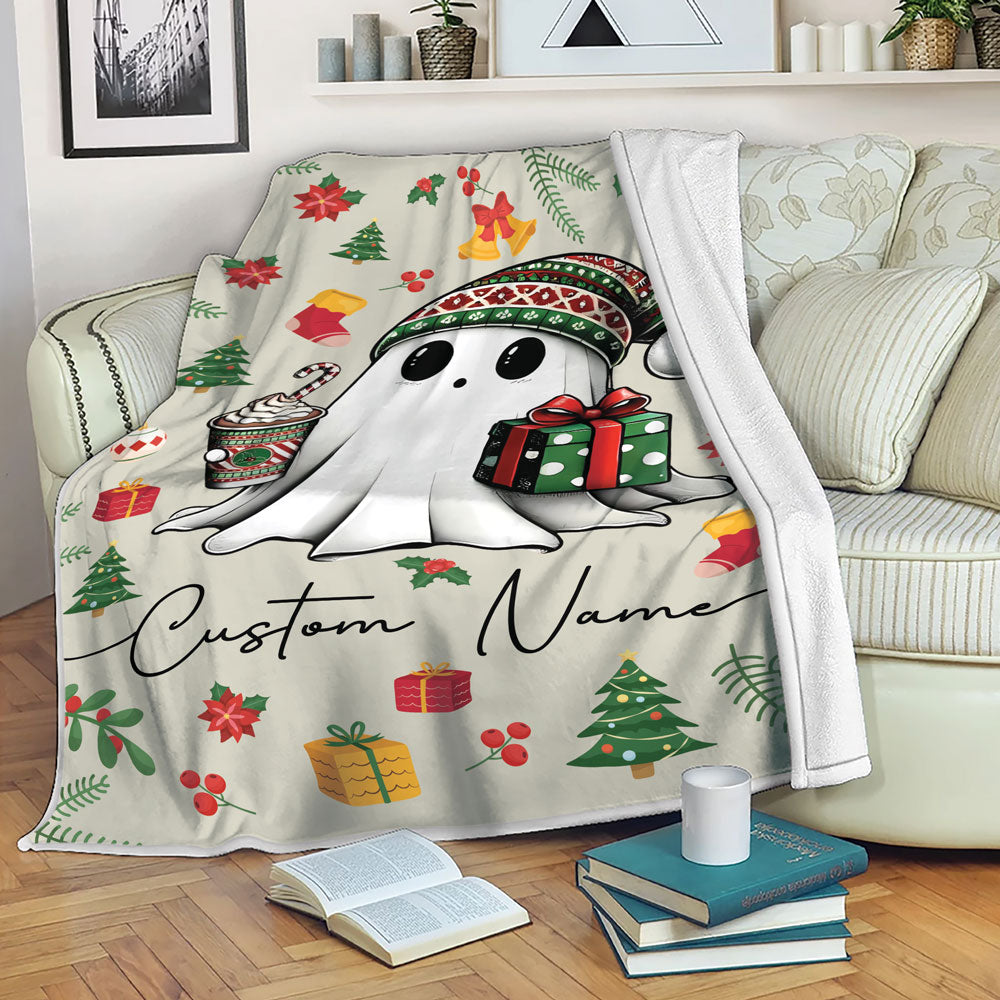 Personalized Fleece Christmas Blanket Throw, Gifts For Book Lovers Blanket