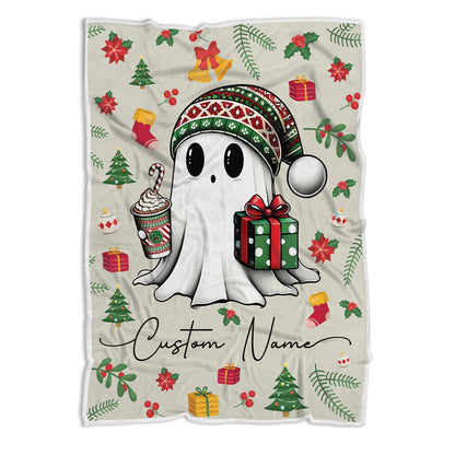 Personalized Fleece Christmas Blanket Throw, Gifts For Book Lovers Blanket