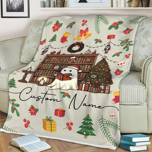 Ghost Reading Book Fleece Blanket For Family, Christmas Gifts For Readers