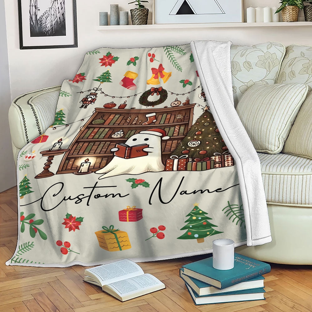 Ghost Reading Book Fleece Blanket For Family, Christmas Gifts For Readers