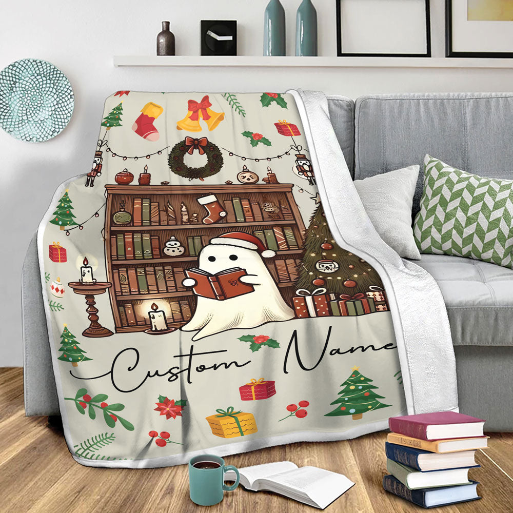 Ghost Reading Book Fleece Blanket For Family, Christmas Gifts For Readers