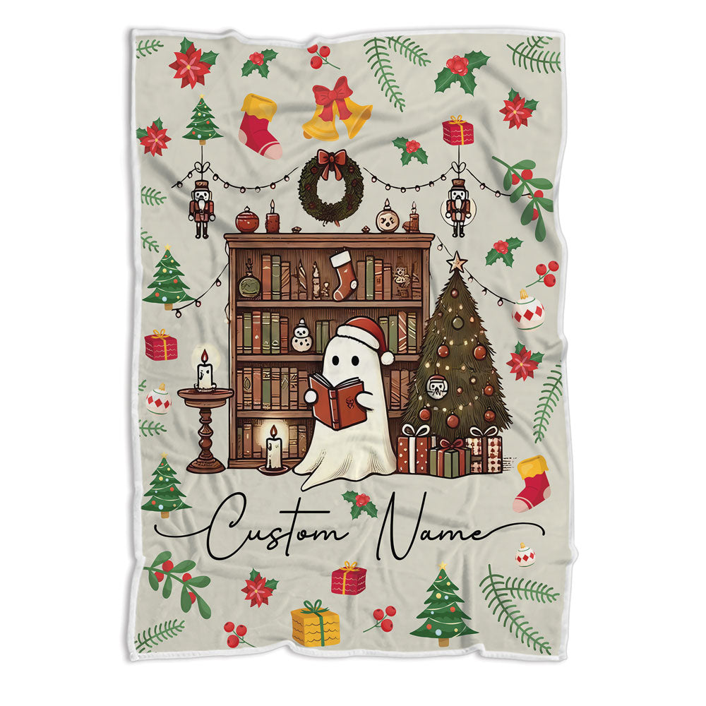 Ghost Reading Book Fleece Blanket For Family, Christmas Gifts For Readers