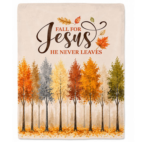 Thanksgiving Jesus Christian Fall Tree Blanket, Religious Fleece & Sherpa Throw, Faith Gift for Adults, Friends