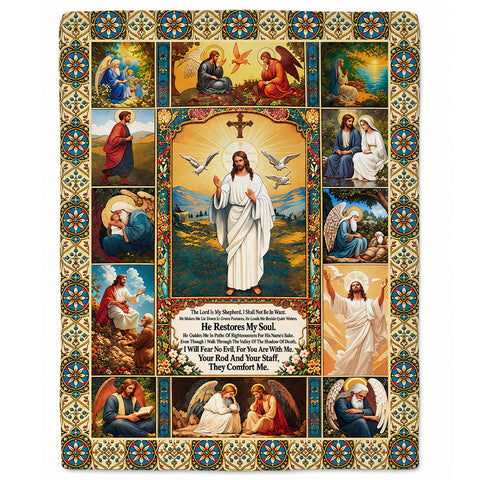 Thanksgiving Jesus Christian Fall Tree Blanket, Religious Fleece & Sherpa Throw, Faith Gift for Adults, Friends