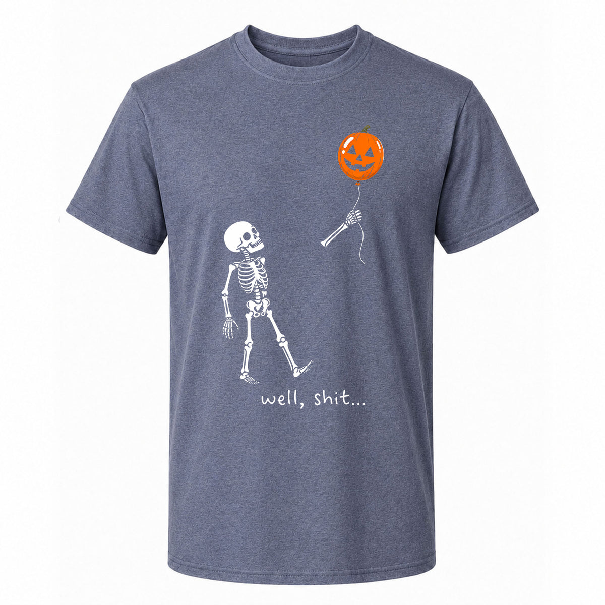 Skeleton Holding Red Balloon Graphic T-Shirt, Funny Halloween Inspired Skeleton Shirt, Spooky Season Casual Tee