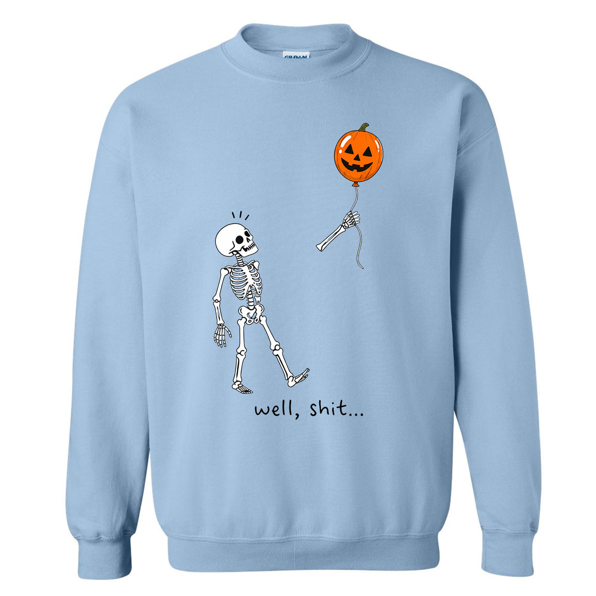 Skeleton Holding Red Balloon Graphic T-Shirt, Funny Halloween Inspired Skeleton Shirt, Spooky Season Casual Tee