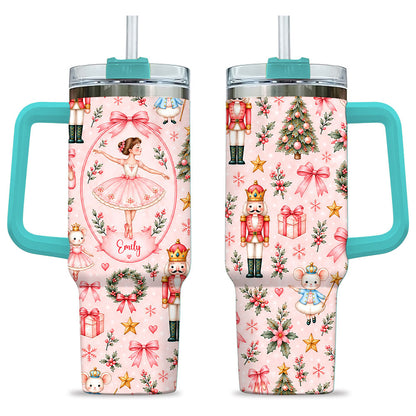 Personalized Nutcracker Ballet Tumbler 40oz, Custom Name Ballerina Cup, Christmas Gift for Girls