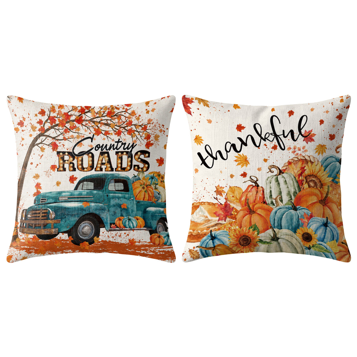 Thanksgiving Fall Decorative Pillow Set of 2 or 4, Harvest Throw Pillows for Home Decor, Gifts for Family