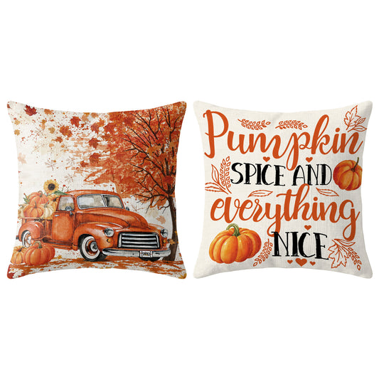 Thanksgiving Fall Decorative Pillow Set of 2 or 4, Harvest Throw Pillows for Home Decor, Gifts for Family