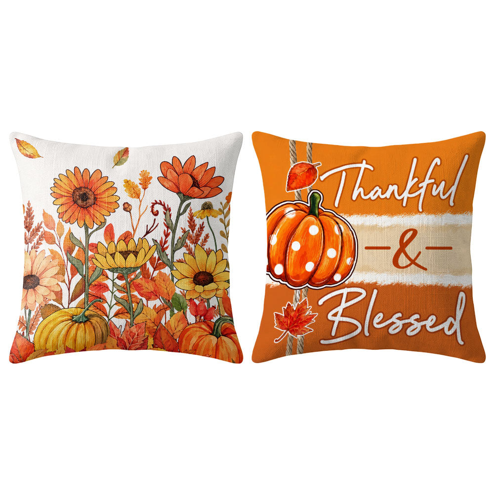 Thanksgiving Fall Decorative Pillow Set of 2 or 4, Harvest Throw Pillows for Home Decor, Gifts for Family