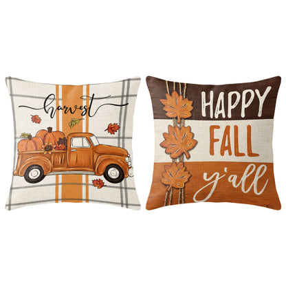 Thanksgiving Fall Decorative Pillow Set of 2 or 4, Harvest Throw Pillows for Home Decor, Gifts for Family