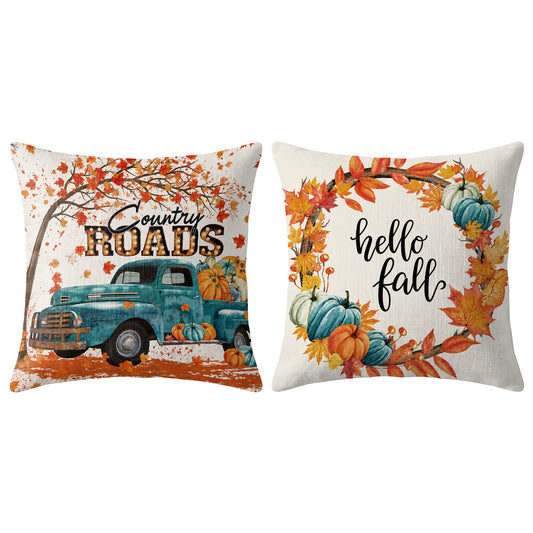 Thanksgiving Fall Decorative Pillow Set of 2 or 4, Harvest Throw Pillows for Home Decor, Gifts for Family
