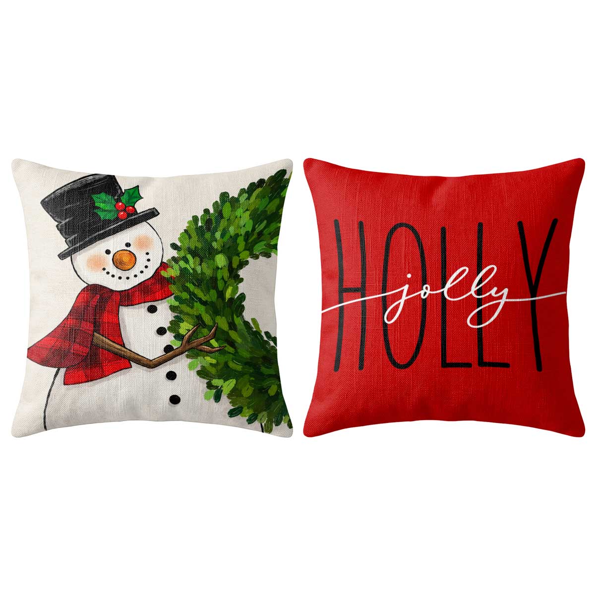 Christmas Decorative Pillow Set of 2 or 4, Santa Snowman Holiday Throw Pillow for Home Decor, Christmas Gift for Family