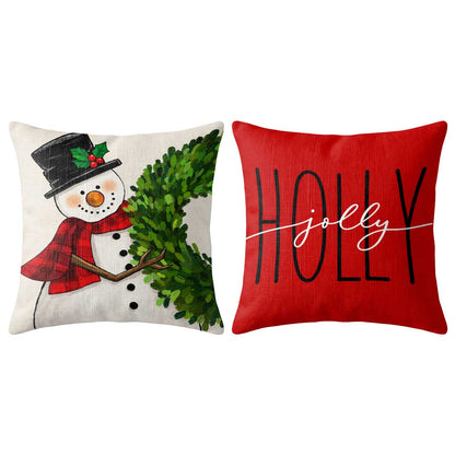 Christmas Decorative Pillow Set of 2 or 4, Santa Snowman Holiday Throw Pillow for Home Decor, Christmas Gift for Family