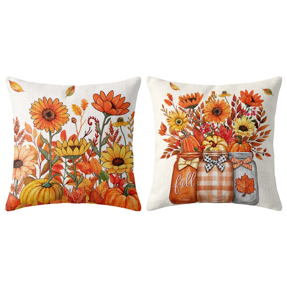 Thanksgiving Fall Decorative Pillow Set of 2 or 4, Harvest Throw Pillows for Home Decor, Gifts for Family