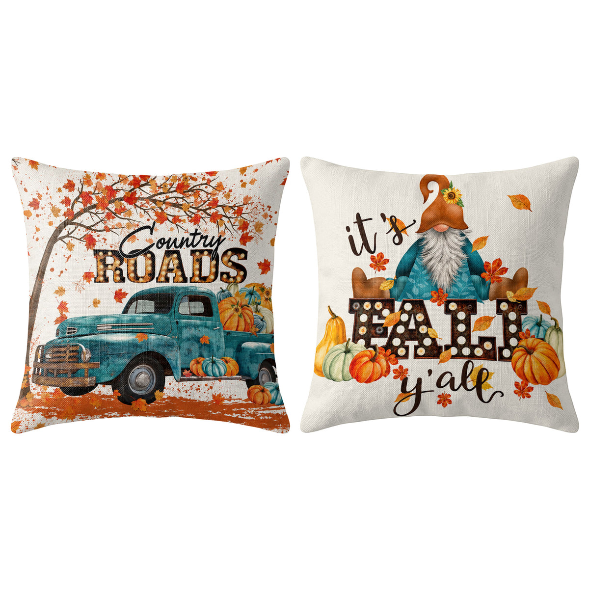Thanksgiving Fall Decorative Pillow Set of 2 or 4, Harvest Throw Pillows for Home Decor, Gifts for Family
