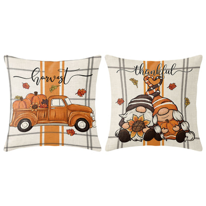 Thanksgiving Fall Decorative Pillow Set of 2 or 4, Harvest Throw Pillows for Home Decor, Gifts for Family