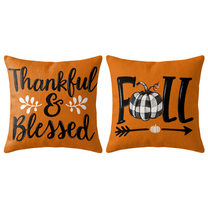 Thanksgiving Fall Decorative Pillow Set of 2 or 4, Harvest Throw Pillows for Home Decor, Gifts for Family