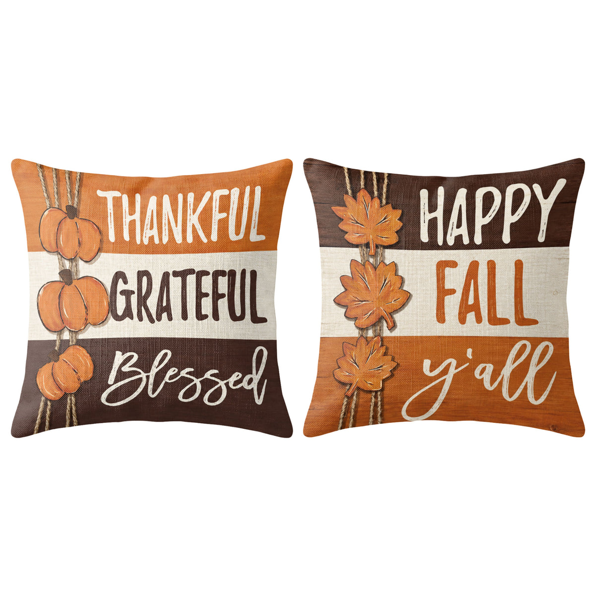 Thanksgiving Fall Decorative Pillow Set of 2 or 4, Harvest Throw Pillows for Home Decor, Gifts for Family