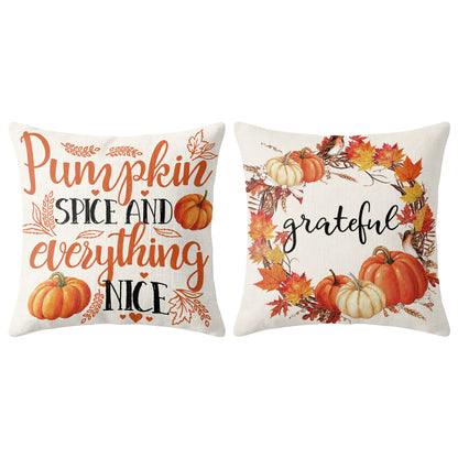 Thanksgiving Fall Decorative Pillow Set of 2 or 4, Harvest Throw Pillows for Home Decor, Gifts for Family