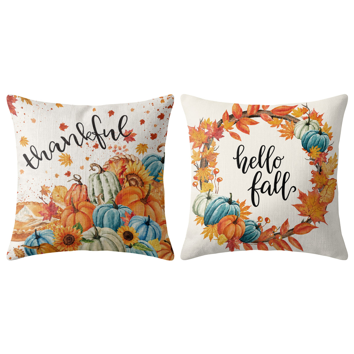Thanksgiving Fall Decorative Pillow Set of 2 or 4, Harvest Throw Pillows for Home Decor, Gifts for Family