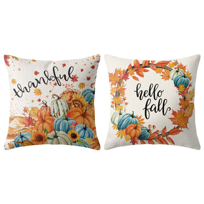 Thanksgiving Fall Decorative Pillow Set of 2 or 4, Harvest Throw Pillows for Home Decor, Gifts for Family