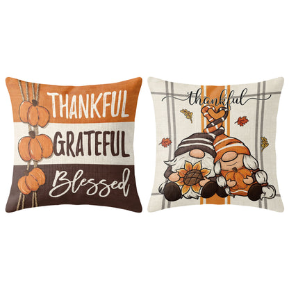 Thanksgiving Fall Decorative Pillow Set of 2 or 4, Harvest Throw Pillows for Home Decor, Gifts for Family