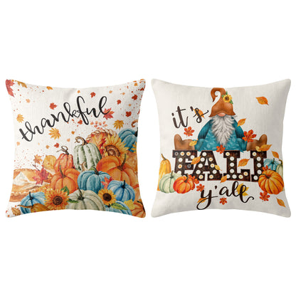 Thanksgiving Fall Decorative Pillow Set of 2 or 4, Harvest Throw Pillows for Home Decor, Gifts for Family