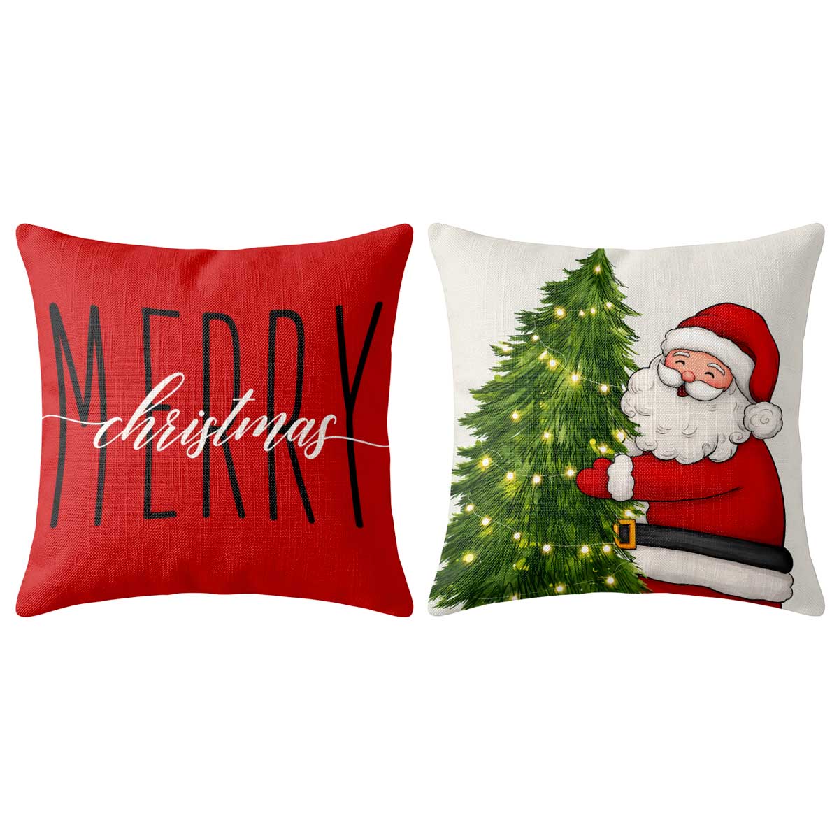 Christmas Decorative Pillow Set of 2 or 4, Santa Snowman Holiday Throw Pillow for Home Decor, Christmas Gift for Family