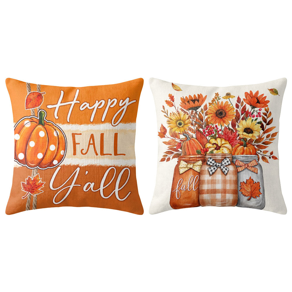 Thanksgiving Fall Decorative Pillow Set of 2 or 4, Harvest Throw Pillows for Home Decor, Gifts for Family