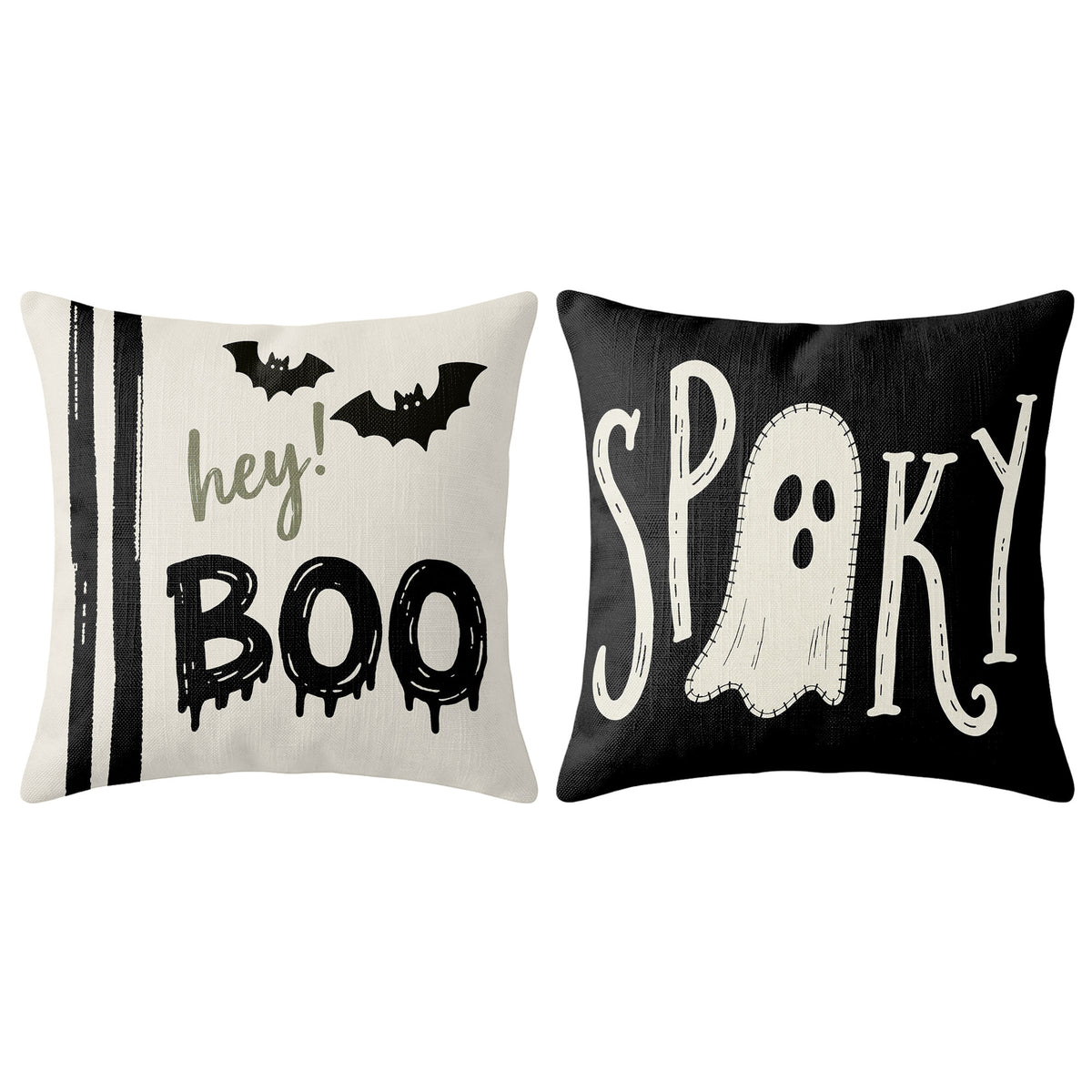 Halloween Pillow Set, Decorative Throw Pillows, Ghost & Bat Pillow Covers, Seasonal Couch Decor, Halloween Home Decor