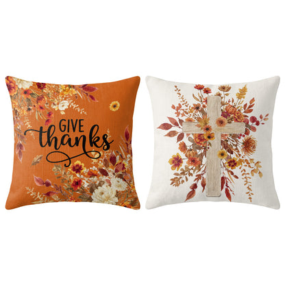 Thanksgiving Fall Decorative Pillow Set of 2 or 4, Harvest Throw Pillows for Home Decor, Gifts for Family