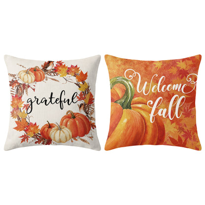 Thanksgiving Fall Decorative Pillow Set of 2 or 4, Harvest Throw Pillows for Home Decor, Gifts for Family