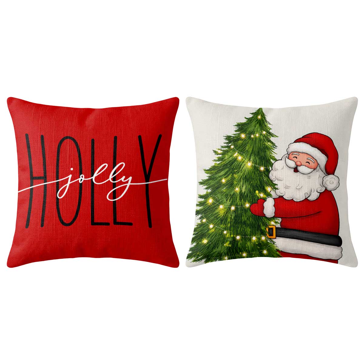 Christmas Decorative Pillow Set of 2 or 4, Santa Snowman Holiday Throw Pillow for Home Decor, Christmas Gift for Family