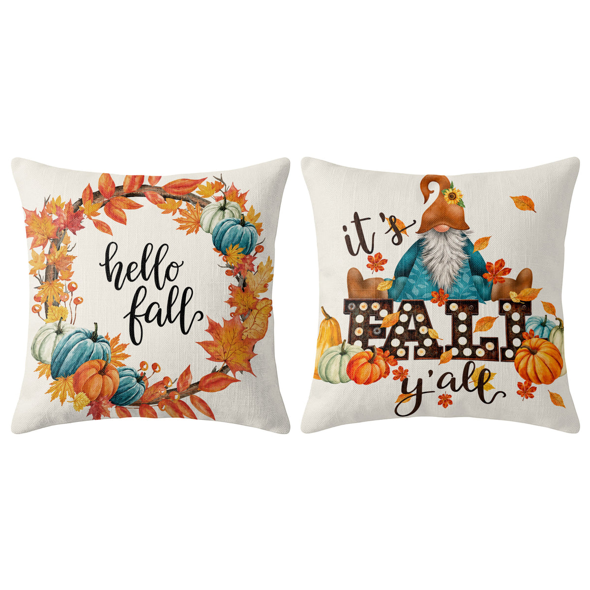 Thanksgiving Fall Decorative Pillow Set of 2 or 4, Harvest Throw Pillows for Home Decor, Gifts for Family