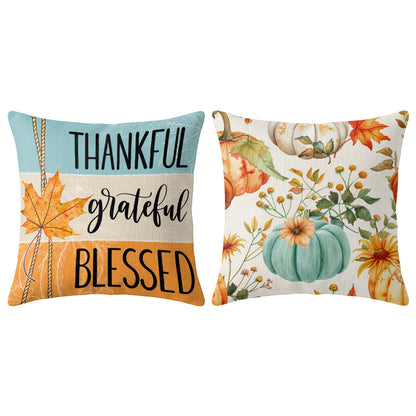 Thanksgiving Fall Decorative Pillow Set of 2 or 4, Harvest Throw Pillows for Home Decor, Gifts for Family