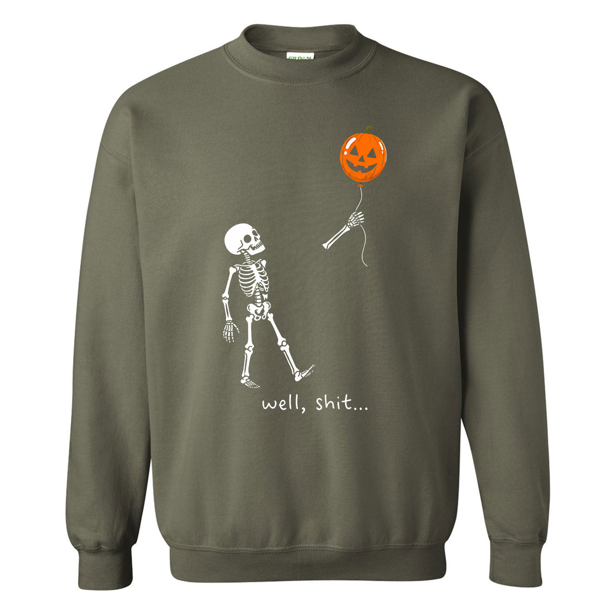 Skeleton Holding Red Balloon Graphic T-Shirt, Funny Halloween Inspired Skeleton Shirt, Spooky Season Casual Tee