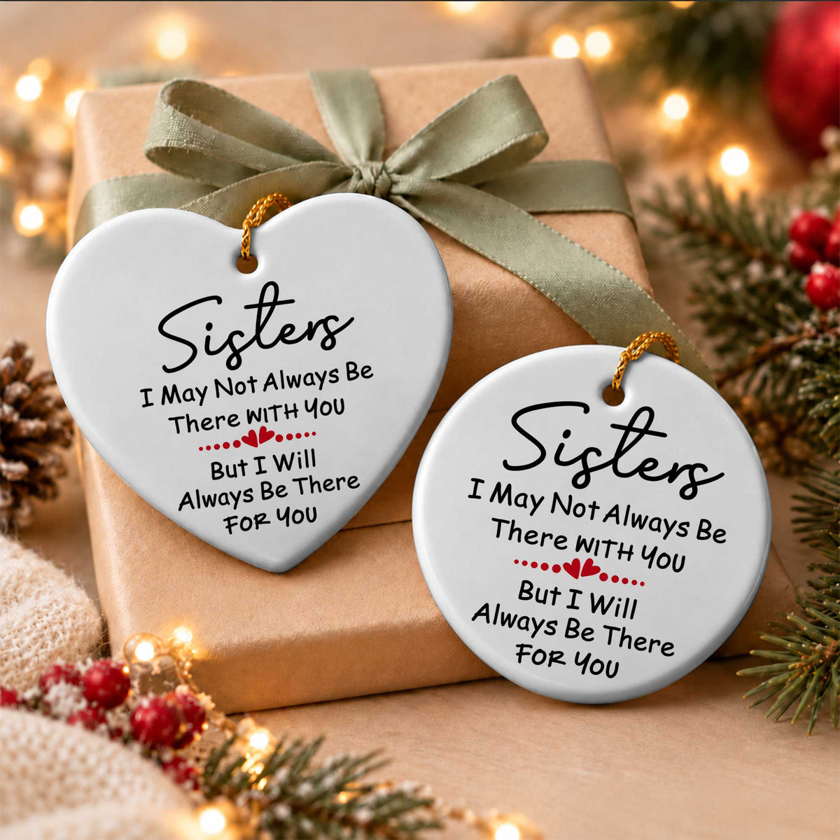 Sister Christmas Ornament, I Love You Forever Keepsake, Christmas Gift for Sister